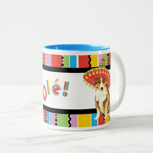 Fiesta Sheltie Tweekleurige Koffiemok (Voorkant rechts)
