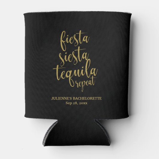 Fiesta Siesta Tequila Repeat Glitter Bachelorette Blikjeskoeler (Voorkant)