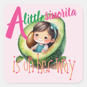 Fiesta Sinorita Baby Meisje Douche Partyware Favor Vierkante Sticker