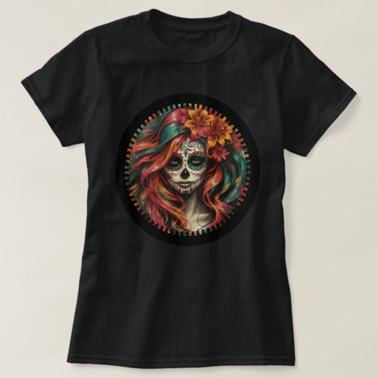 Fiesta Skull Women's Tee - Orange & Teal T-shirt (Design voorkant)