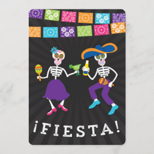 Fiesta Skulls Party Uitnodiging met banners