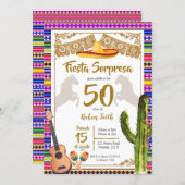 Fiesta Sorpresa Mexicaine Charro Invitation Annive (Devant / Derrière)