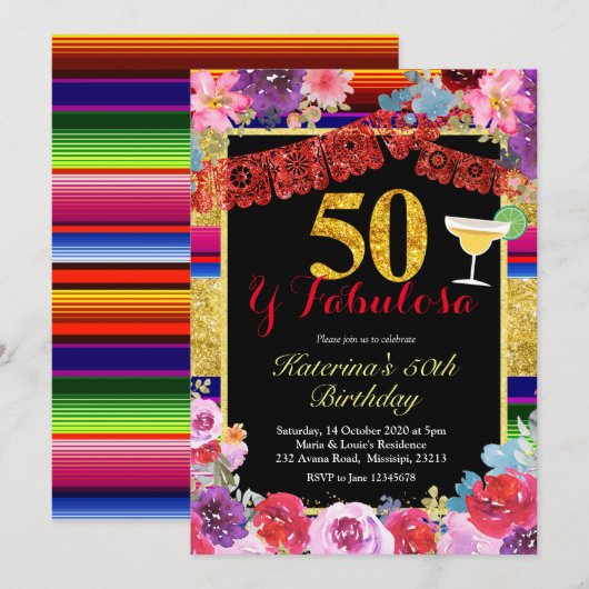 Fiesta Spaans 50 en fantastische verjaardag Kaart (Voorkant / Achterkant)