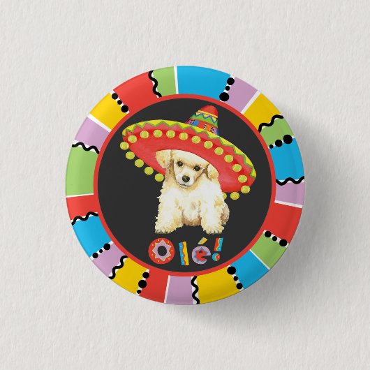 Fiesta Speelgoed Poodle Ronde Button 3,2 Cm (Voorkant)