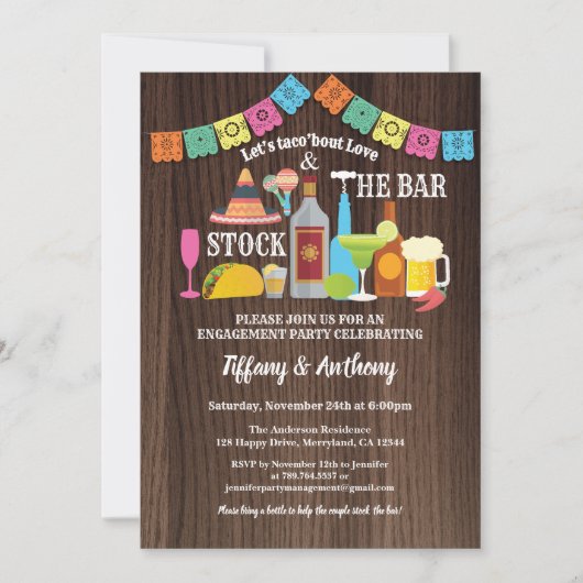 Fiesta stock le bar invitation couples douche (Devant)