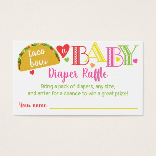 Fiesta Taco Bébé Fille Douche Déchets Carte Raffle (Devant)