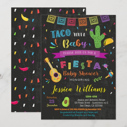 Fiesta Taco Bout a Baby Baby Shower Invitations (Devant / Derrière)