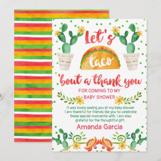 Fiesta Taco Bout A Baby Hartelijk dank Kaart (Voorkant / Achterkant)