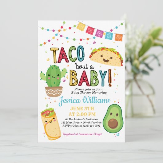 Fiesta Taco Bout A Baby shower Invitation Kaart (Staand voorkant)