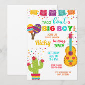 Fiesta taco bout a big boy birthday invitation. kaart (Voorkant / Achterkant)