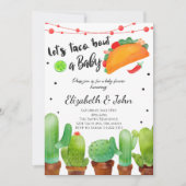 Fiesta Taco Bout bébé aquarelle Cactus Invitation (Devant)