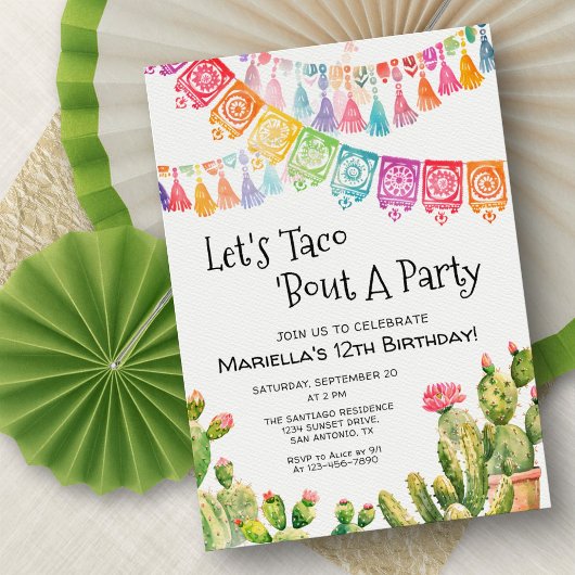 Fiesta Taco Bout Cactus Birthday Invitation