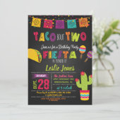 Fiesta Taco Bout Deux Anniversaire Invitation (Debout devant)