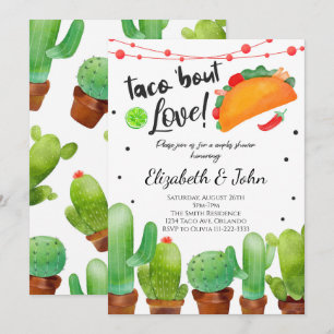 Fiesta Taco Bout Love Watercolor Cactus Invitation