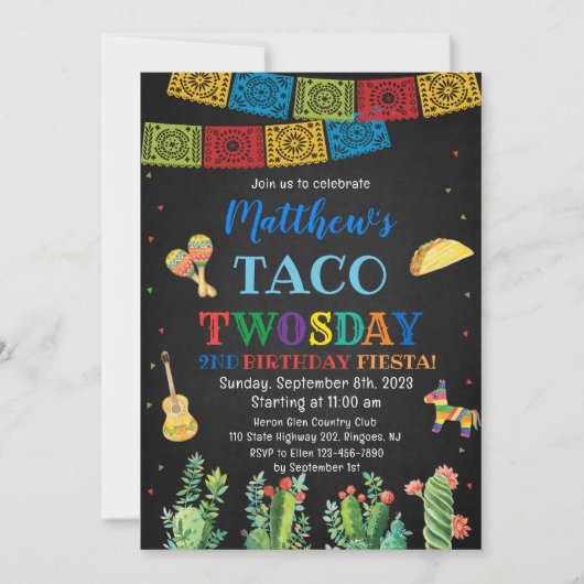 Fiesta Taco Deux Jours 2e anniversaire Invitation  (Devant)