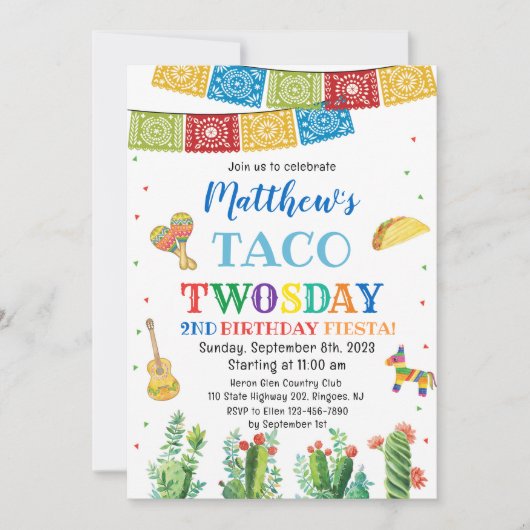 Fiesta Taco Deux Jours 2e anniversaire Invitation  (Devant)