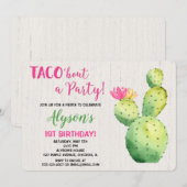 Fiesta taco over een verjaardagsuitnodiging voor m kaart (Voorkant / Achterkant)