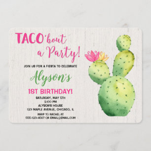 Fiesta taco over een verjaardagsuitnodiging voor m kaart
