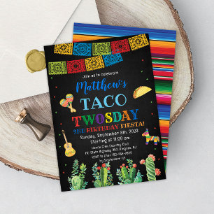 Fiesta Taco TWOsday 2nd Birthday Uitnodiging Jonge