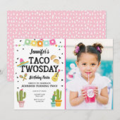 Fiesta Taco Twosday Cactus Girl 2e verjaardag Kaart (Voorkant / Achterkant)