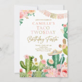 Fiesta Taco Twosday Waterverf Cactus 2e verjaardag Kaart (Voorkant)