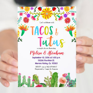 Fiesta Tacos en Tutus Baby shower Uitnodigingskaar Kaart