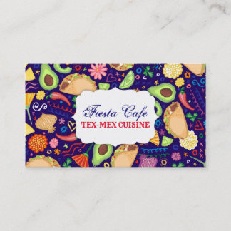 Fiesta Tacos over Blue Festive Mexican Food & Flow Visitekaartje