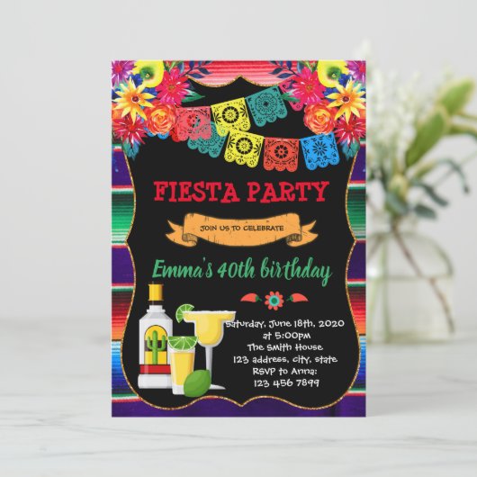 Fiesta tequila uitnodiging (Staand voorkant)