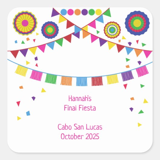 Fiesta Theme Square Party Sticker (Voorkant)