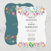 Fiesta Trouw Llama Folk Bloemen Cactus Uitnodiging (Voorkant / Achterkant)