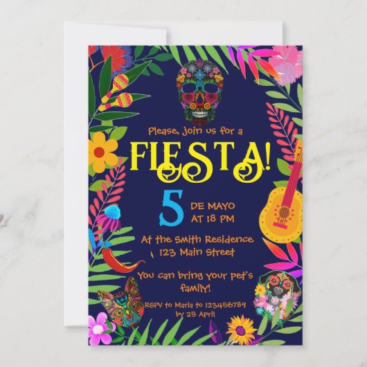 "Fiesta!" uitnodiging 5 mei (Voorkant)