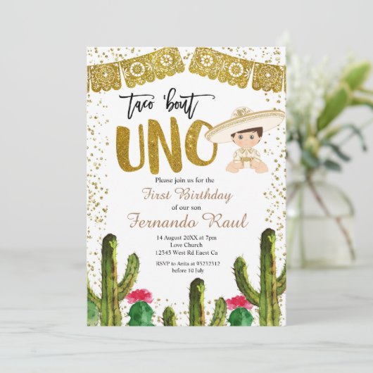 Fiesta Uno Gold Charro Boy Kaart (Staand voorkant)