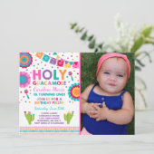 Fiesta Verjaardag Uitnodiging Heilige Guacamole Pa (Staand voorkant)