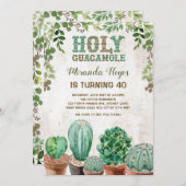 Fiesta Verjaardag Uitnodiging Rustieke Cactus Succ (Voorkant / Achterkant)