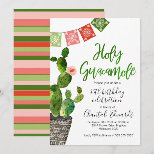 Fiesta verjaardag uitnodiging voor volwassenen (Voorkant / Achterkant)