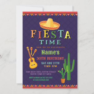 Fiesta Verjaardagsfeest Uitnodigen Mexicaans Pet M Kaart