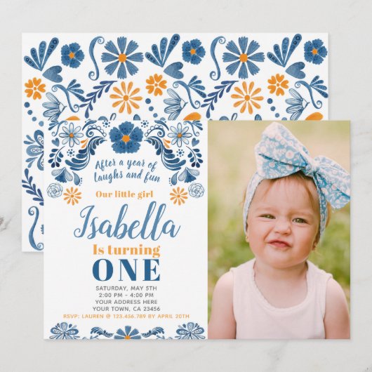 Fiesta verjaardagsuitnodiging met uw foto kaart (Voorkant / Achterkant)