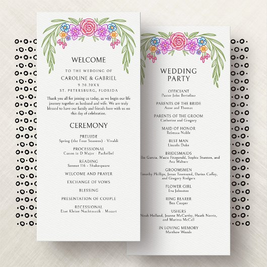 Fiesta Vivid Floral Wedding Programma