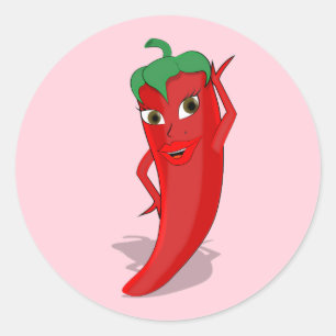 Fiesta-Vrijgezellenfeest met Red Hot Pepper Diva Ronde Sticker