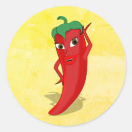 Fiesta-Vrijgezellenfeest met Red Hot Pepper Diva Ronde Sticker