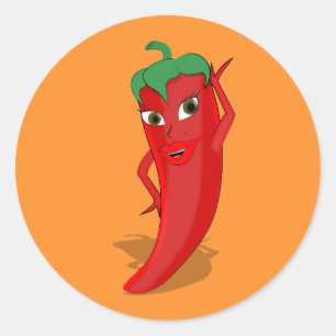 Fiesta-Vrijgezellenfeest met Red Hot Pepper Diva Ronde Sticker