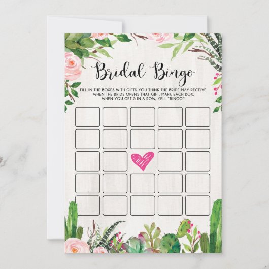 Fiesta Vrijgezellenfeest Spel Cactus Roze Bloemen Kaart (Voorkant)