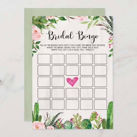 Fiesta Vrijgezellenfeest Spel Cactus Roze Bloemen Kaart (Voorkant / Achterkant)