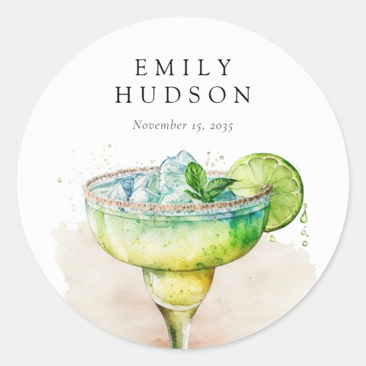 Fiesta Watercolor Bruiloftsfeest Ronde Sticker (Voorkant)