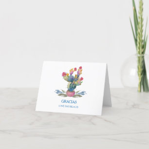 Fiesta Watercolor Cactus Bruidsdiner Bedankkaart