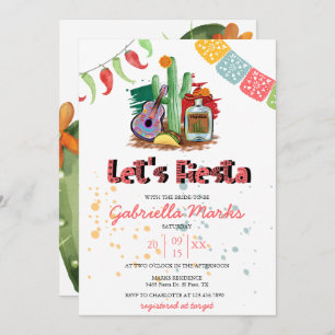 Fiesta   Waterverf Bridal Shower Invitation Kaart