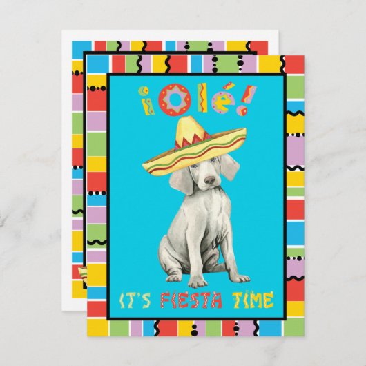 Fiesta Weimaraner Uitnodiging (Voorkant / Achterkant)