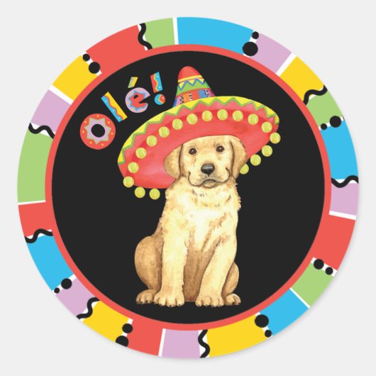 Fiesta Yellow Lab Ronde Sticker (Voorkant)
