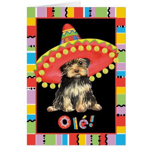 Fiesta Yorkie Wenskaart (Voorkant)