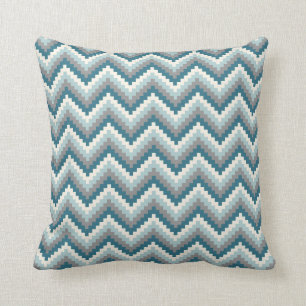Fiesta Zigzag Chevron Pattern Blue Gray Kussen